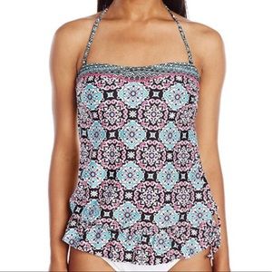 Blue and Pink Print Tankini Top 🌊